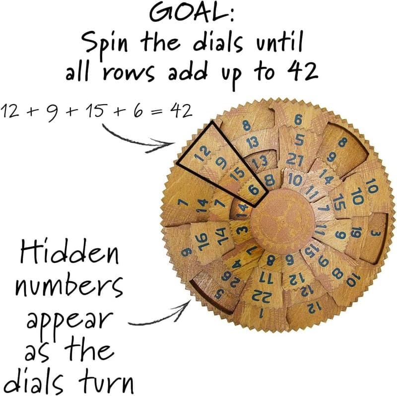 Grecian Mechanical Math Puzzle - Wooden Brainteaser for Teens and Adults
