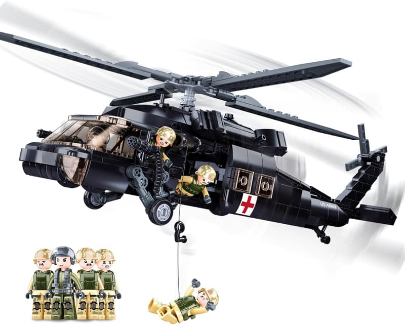 UH-60 Black Utility Helicopter Building Set for Kids