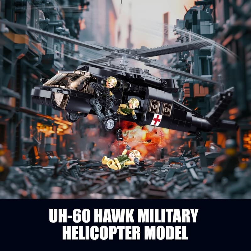 UH-60 Black Utility Helicopter Building Set for Kids