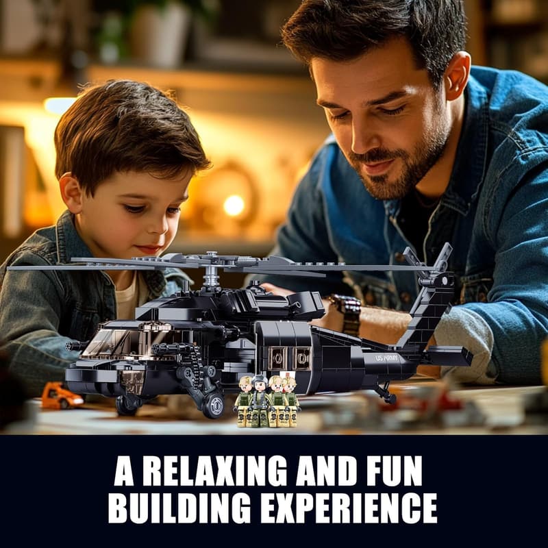 UH-60 Black Utility Helicopter Building Set for Kids