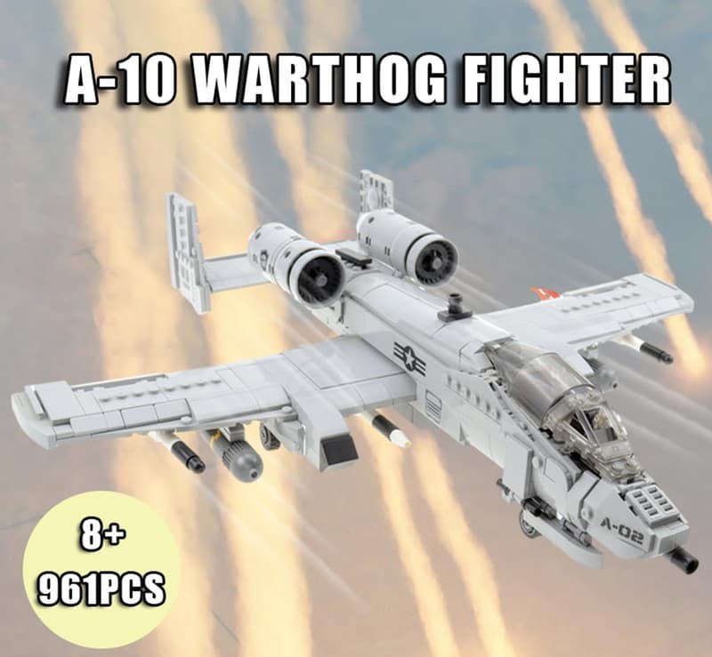 A-10 Warthog Building Blocks Set - 961 Pieces Military Model