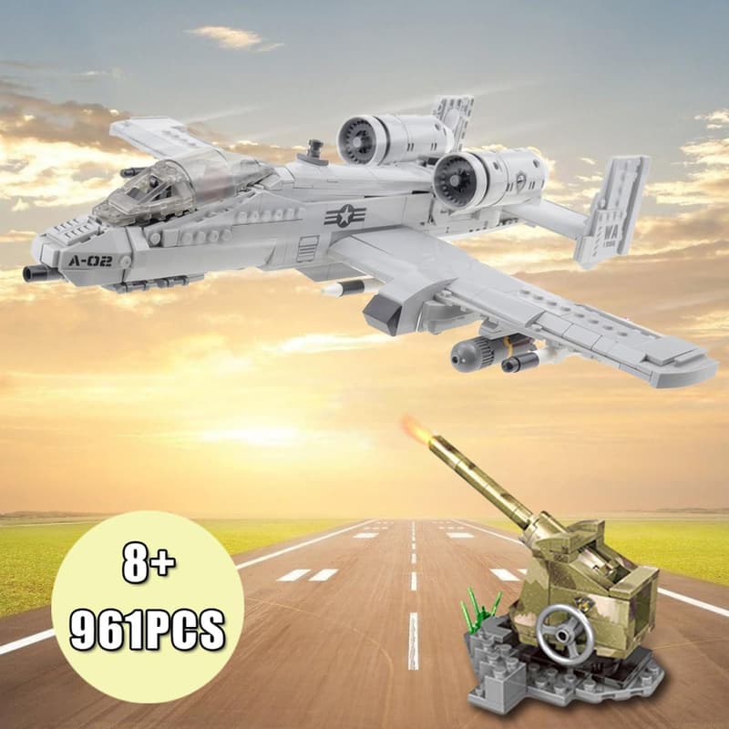 A-10 Warthog Building Blocks Set - 961 Pieces Military Model