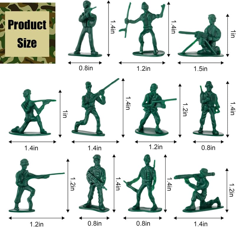 Army Men Action Figures - 100 Pcs Classic Green Soldiers, Great Birthday Gift for Boys