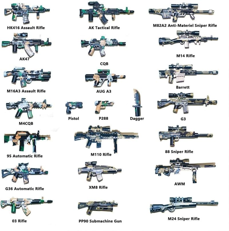 Military Weapon Accessory Kit for Building Block Toys