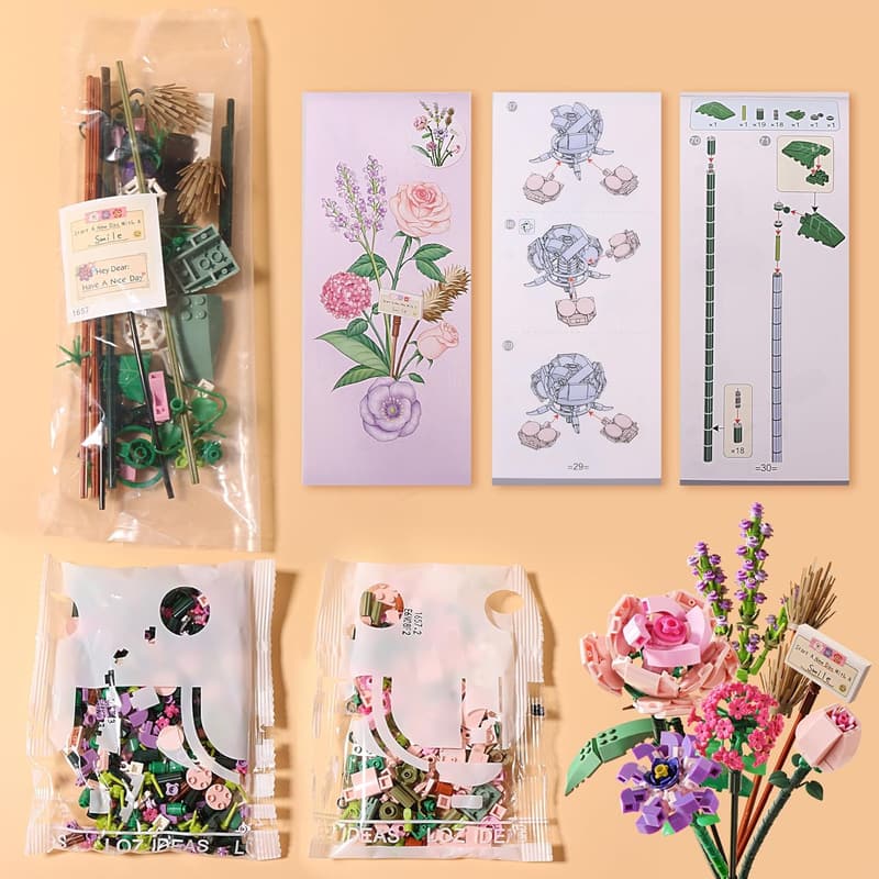 DIY Mini Bricks Flower Bouquet Building Set for Girls 8-12