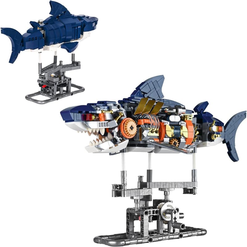 Shark STEM Building Set with Lighting - Ocean Animal Toys for Ages 8-14
