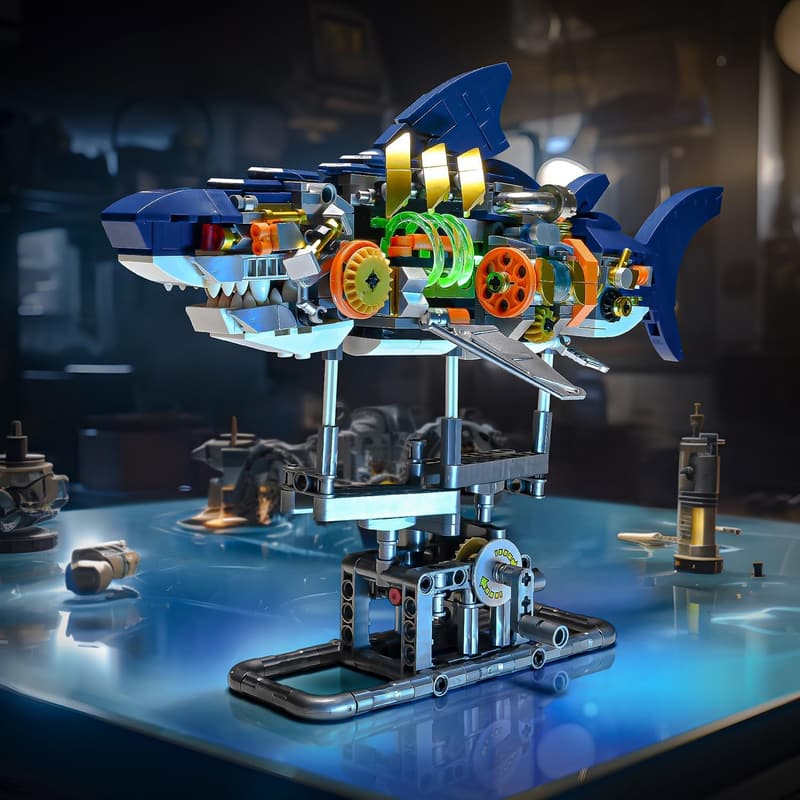 Shark STEM Building Set with Lighting - Ocean Animal Toys for Ages 8-14