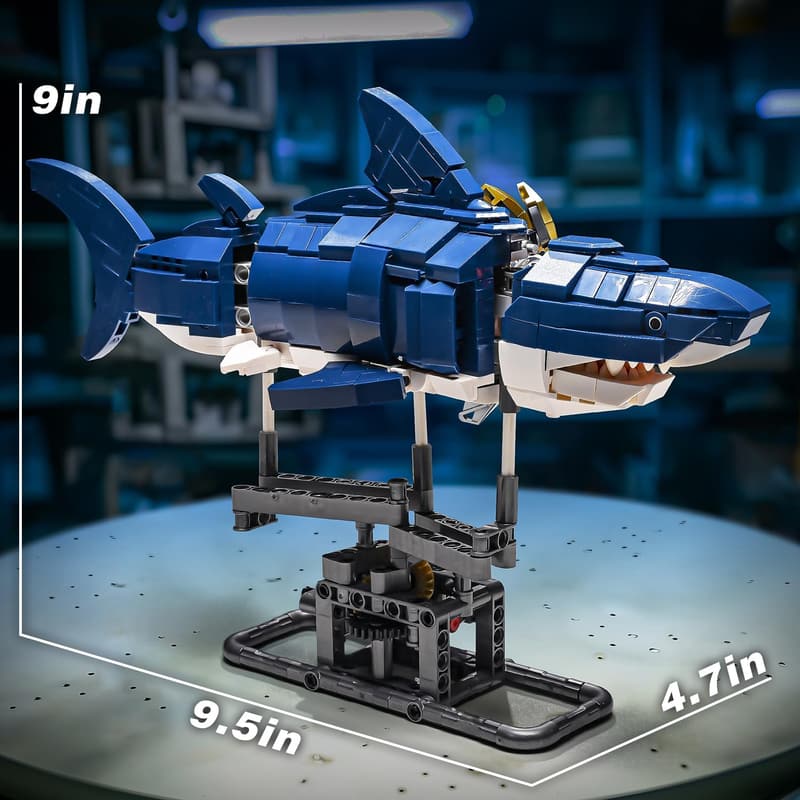 Shark STEM Building Set with Lighting - Ocean Animal Toys for Ages 8-14