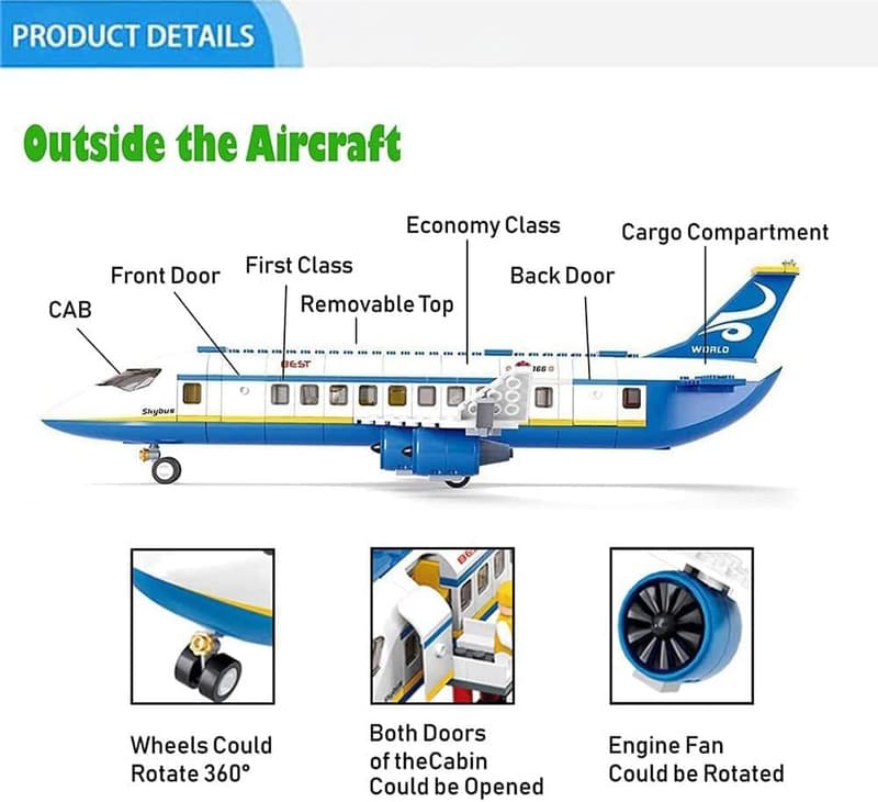 STEM Building Blocks Airplane Toy for Kids Age 6-12