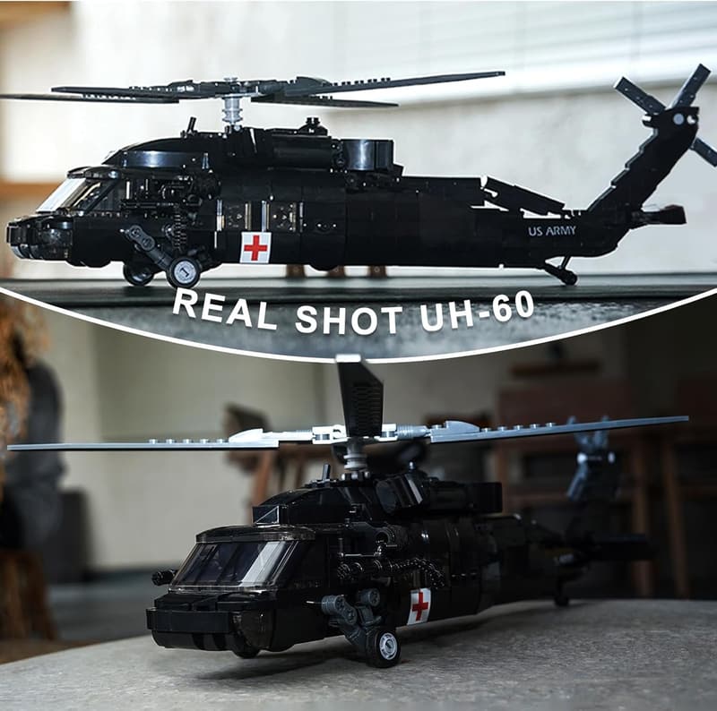 UH-60 Black Hawk Helicopter Building Set with Minifigures