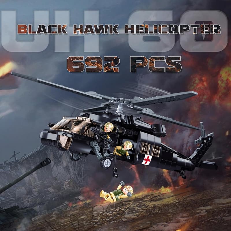 UH-60 Black Hawk Helicopter Building Set with Minifigures