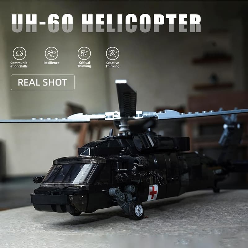 Military UH-60 Black Hawk Helicopter Model Building Set
