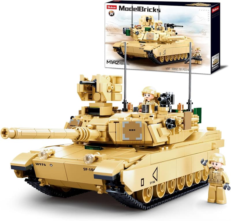 M1A2 Abrams Army Tank Building Set with Minifigures for Kids