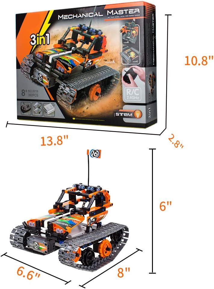 STEM Remote Control Building Kit - 3-in-1 Car/Robot/Tank Set