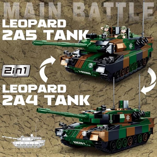 Military Tank Building Set for Kids - Leopard 2A5 Brick 766 PCS