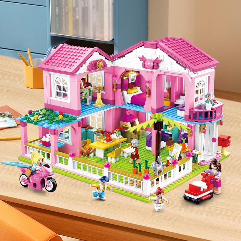 Seaside Villa Building Set for Girls 6-12 with 7 Minifigures