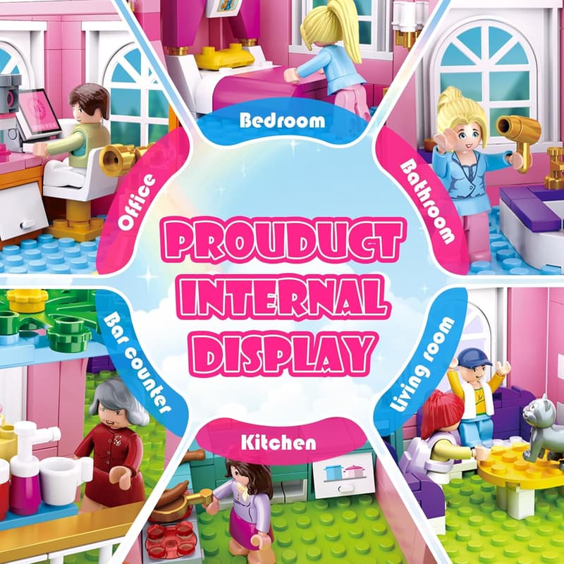 Seaside Villa Building Set for Girls 6-12 with 7 Minifigures