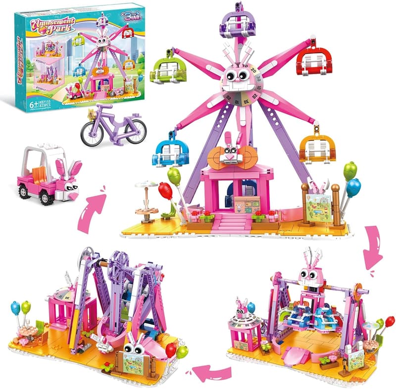 Pink Ferris Wheel Building Set Toy for Kids 6-12