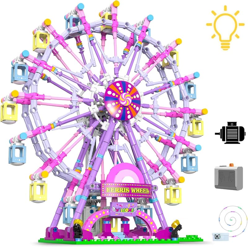 STEM Ferris Wheel Building Set with Fairy Lights, 813 Pieces