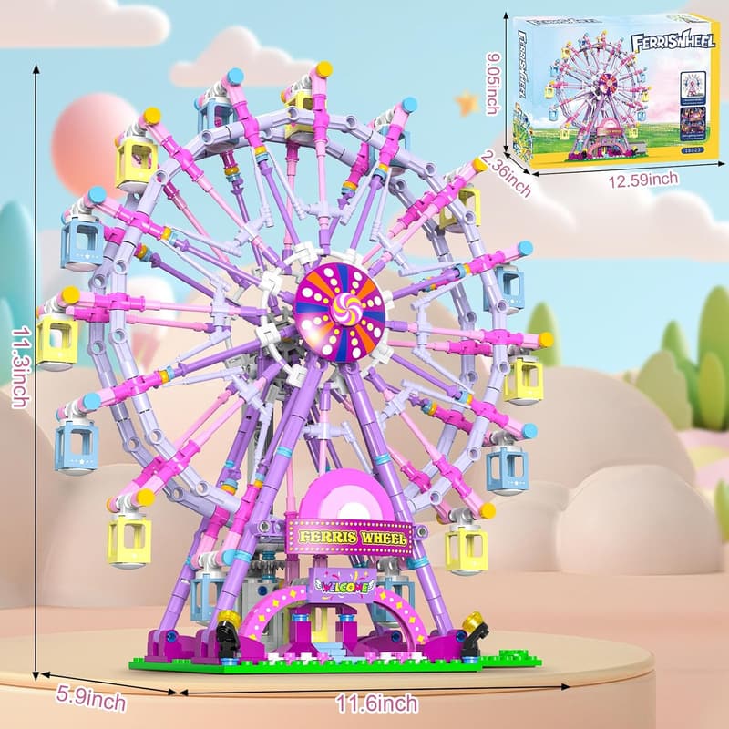 STEM Ferris Wheel Building Set with Fairy Lights, 813 Pieces