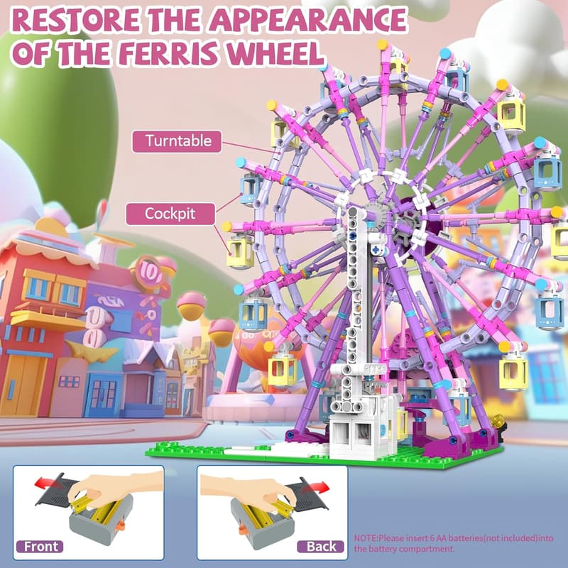 STEM Ferris Wheel Building Set with Fairy Lights, 813 Pieces