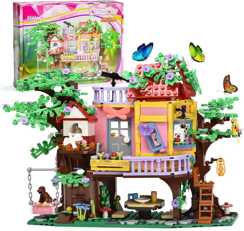 Animal Tree House Building Set for Kids, 840 PCS - Birthday Gift