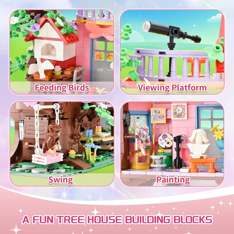 Animal Tree House Building Set for Kids, 840 PCS - Birthday Gift
