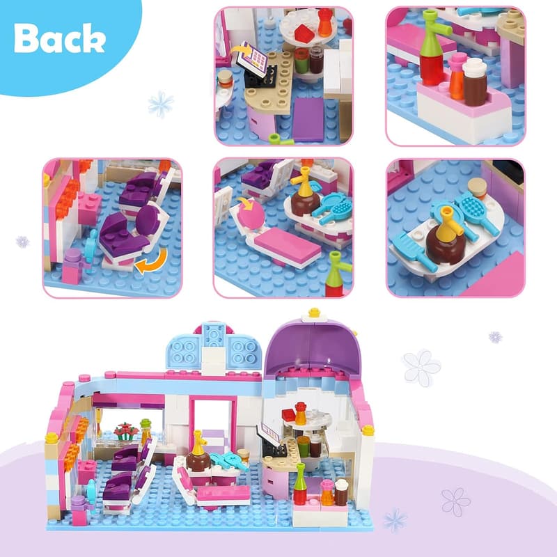 Girls' Hair Salon Building Kit with 2 Minifigures & Car - 358 Pieces