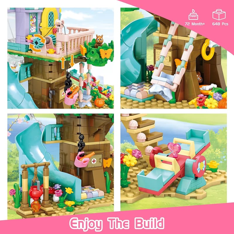 Tree House Building Set with Light Kit for Kids (648 PCS)