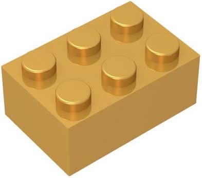 Golden 2x3 Brick Block Set - 100 Pieces Compatible with Major Brands