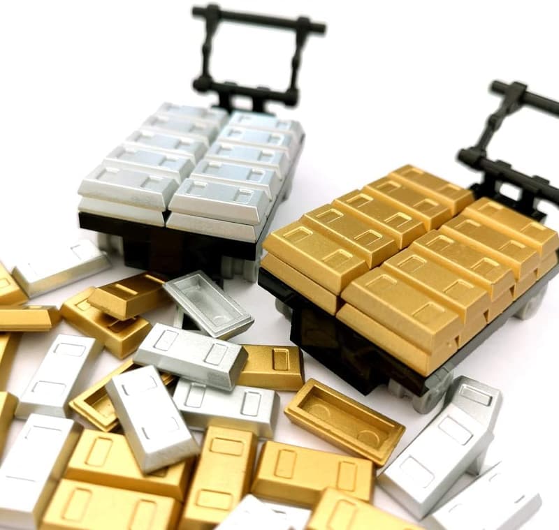 Gold and Silver Bar Brick Toy Set for Mini Figures