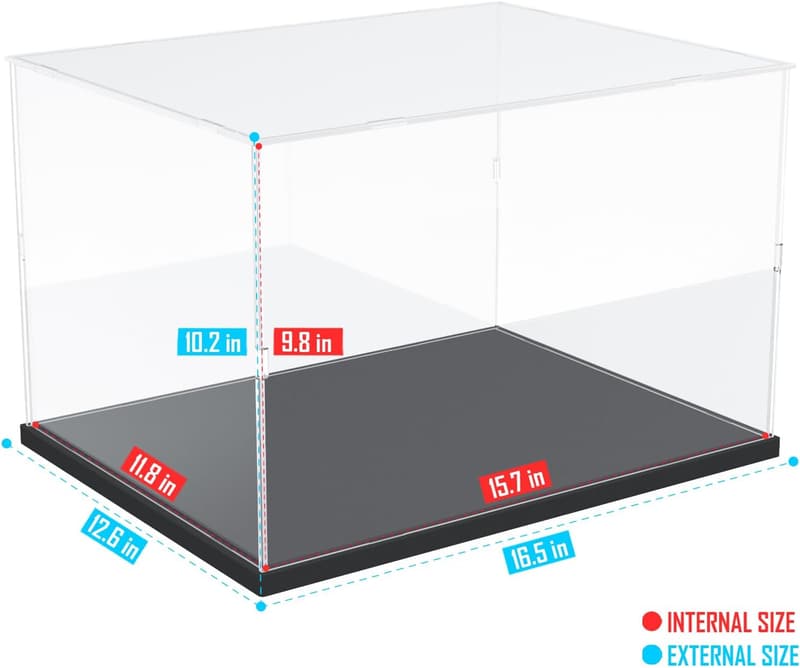Lego Display Case with Black Base - Dustproof Acrylic Box