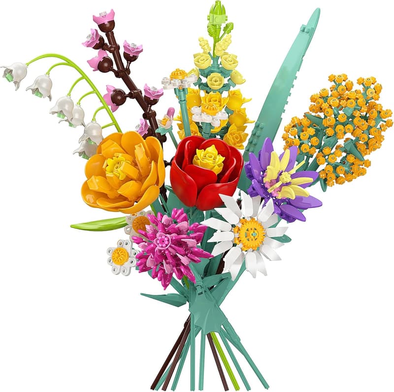 Flower Bouquet Building Set - Perfect Gift for Mother's Day (1070 Pcs)
