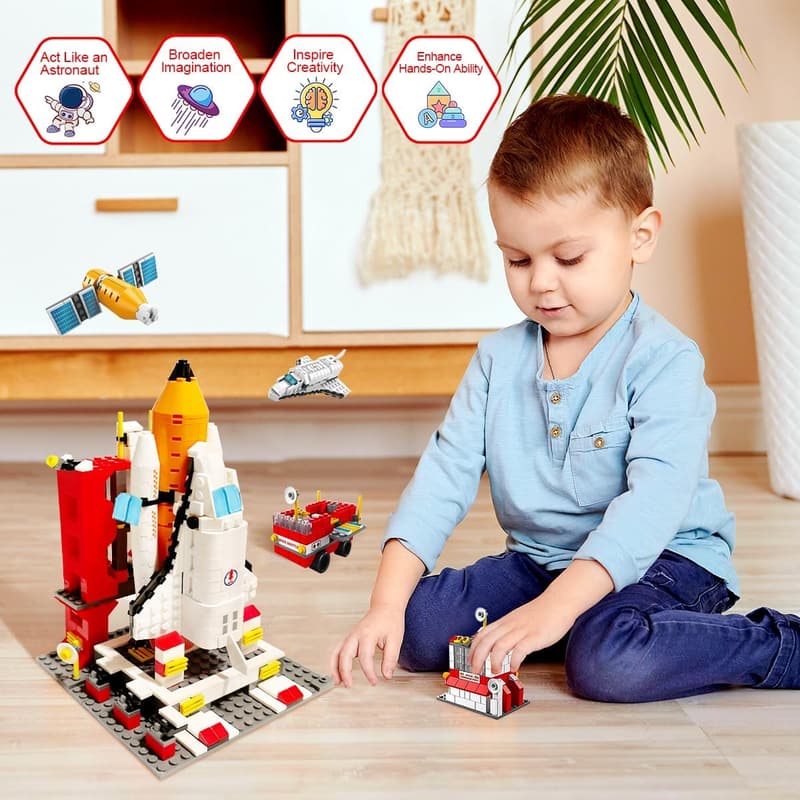 Space Exploration Shuttle STEM Building Block Set for Kids