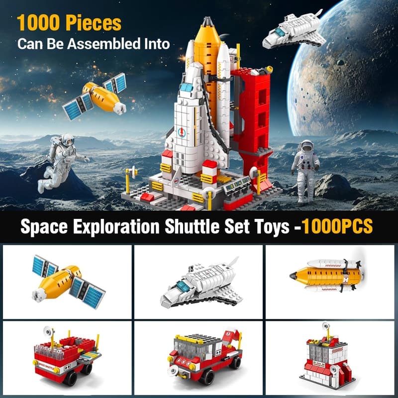 Space Exploration Shuttle STEM Building Block Set for Kids