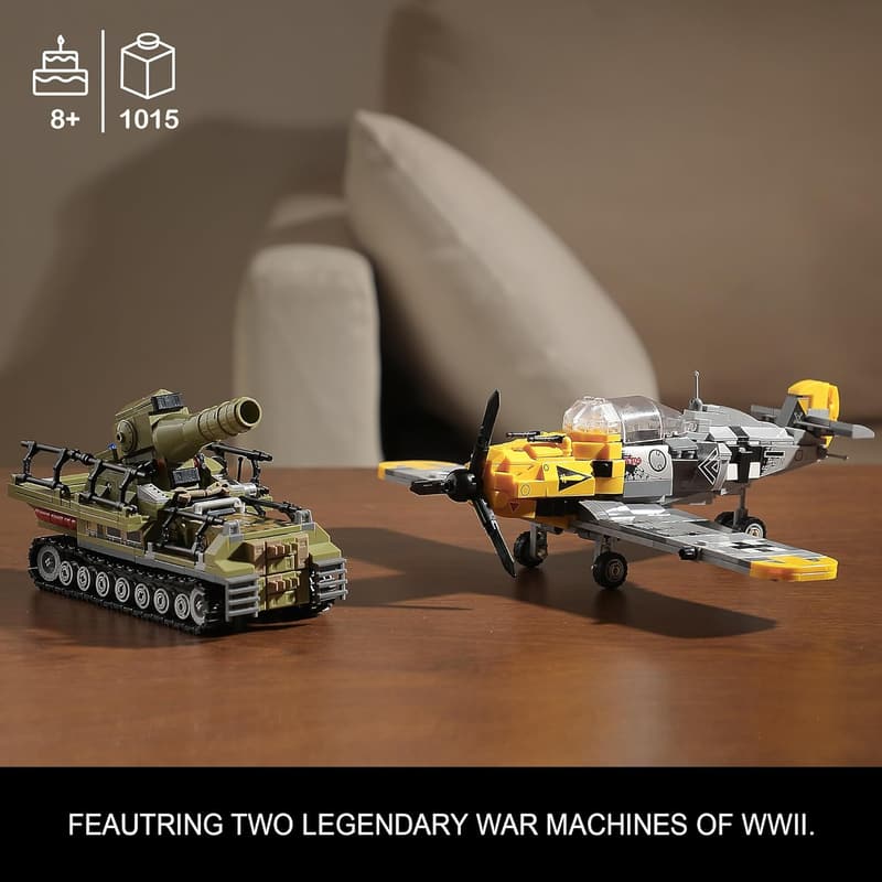 WWII Military Building Set: BF109 Fighter Jet & Karl Tank