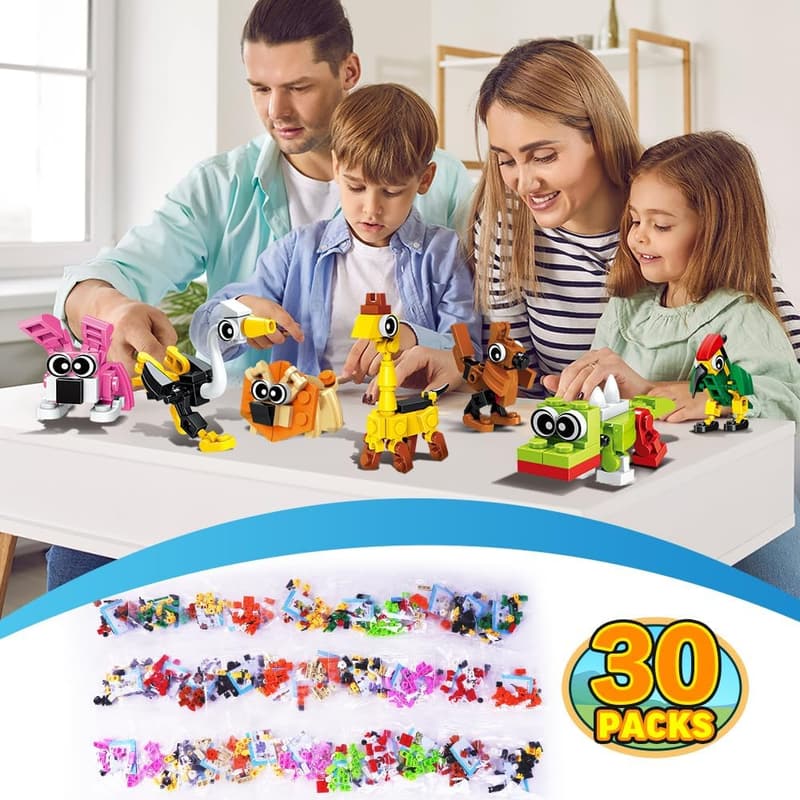 Easter Party Favors: 30-Pack Animal Building Block Toys for Kids