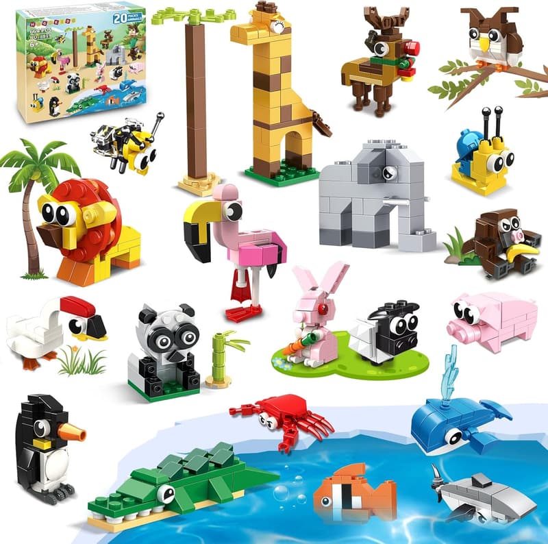 Easter Building Blocks Set - 20 Animal Toys for Kids Ages 6-12