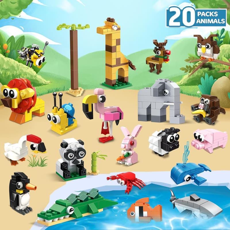 Easter Building Blocks Set - 20 Animal Toys for Kids Ages 6-12