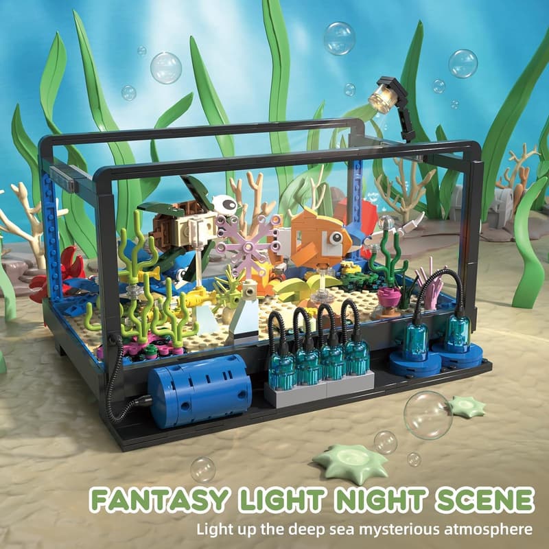 Marine Life Fish Tank Building Set with Creative Lighting (625 Pieces)
