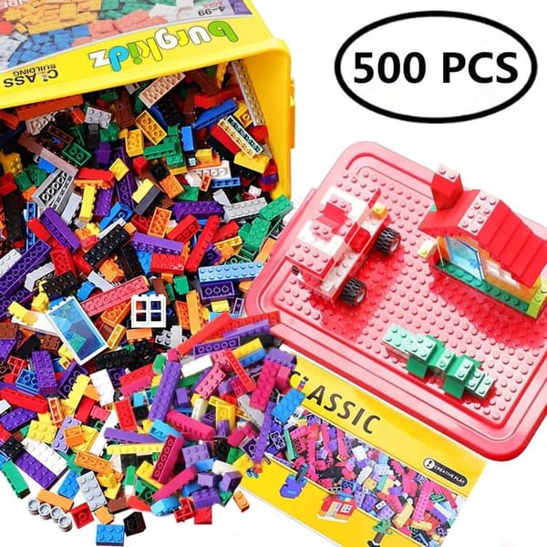 STEM Educational Building Blocks Set with Storage Box, 568 Pieces