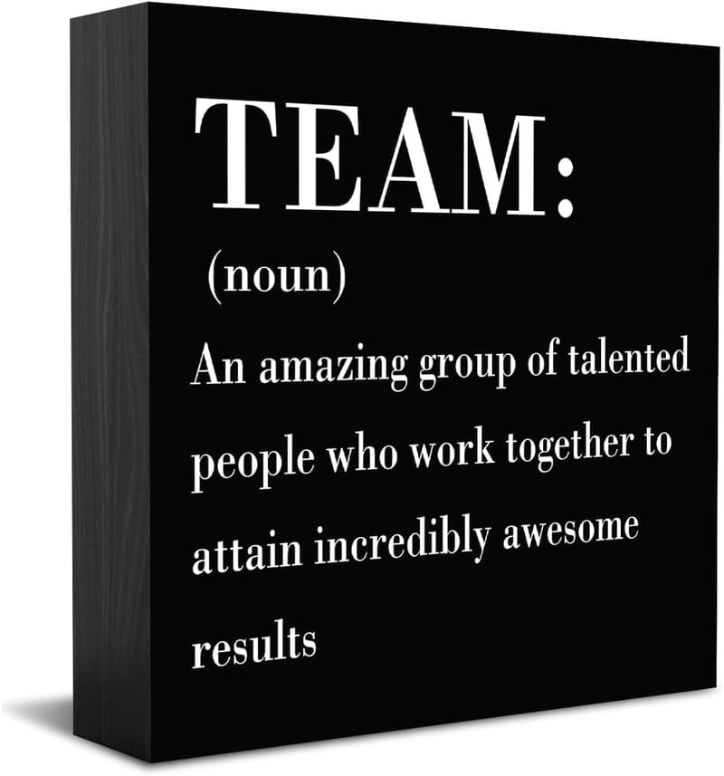 Inspirational Team Definition Wooden Box Sign for Office Decor