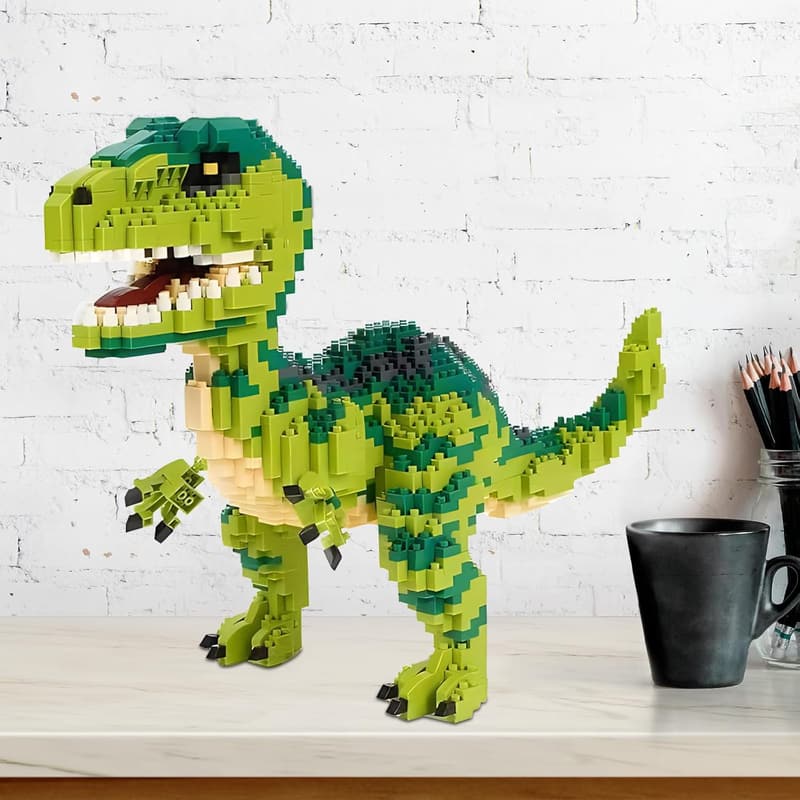 Dinosaur Building Blocks Set - Tyrannosaurus Rex & Velociraptor 1457 Pieces - Birthday Gift for Ages 6+