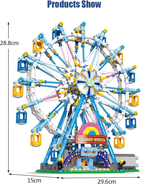 Ferris Wheel Building Blocks Set with Lights - 870 Pieces