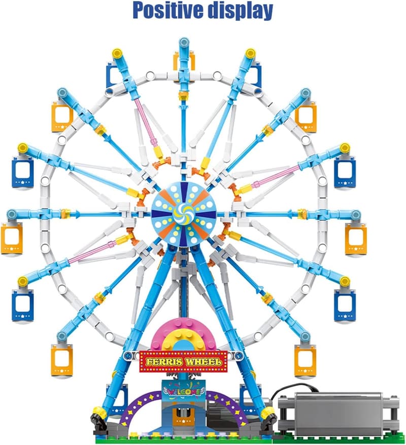 Ferris Wheel Building Blocks Set with Lights - 870 Pieces