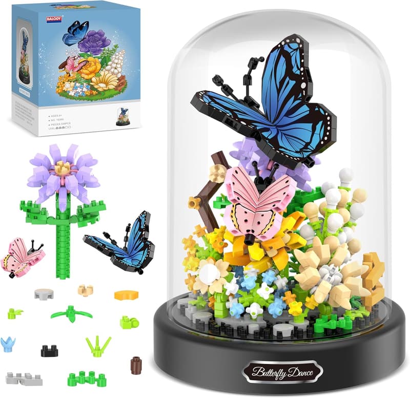 Valentine's Day Butterfly Flower Building Kit, 530 Pcs