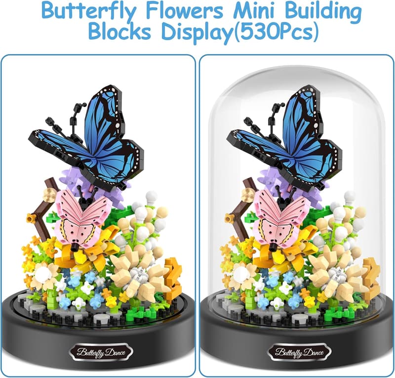 Valentine's Day Butterfly Flower Building Kit, 530 Pcs