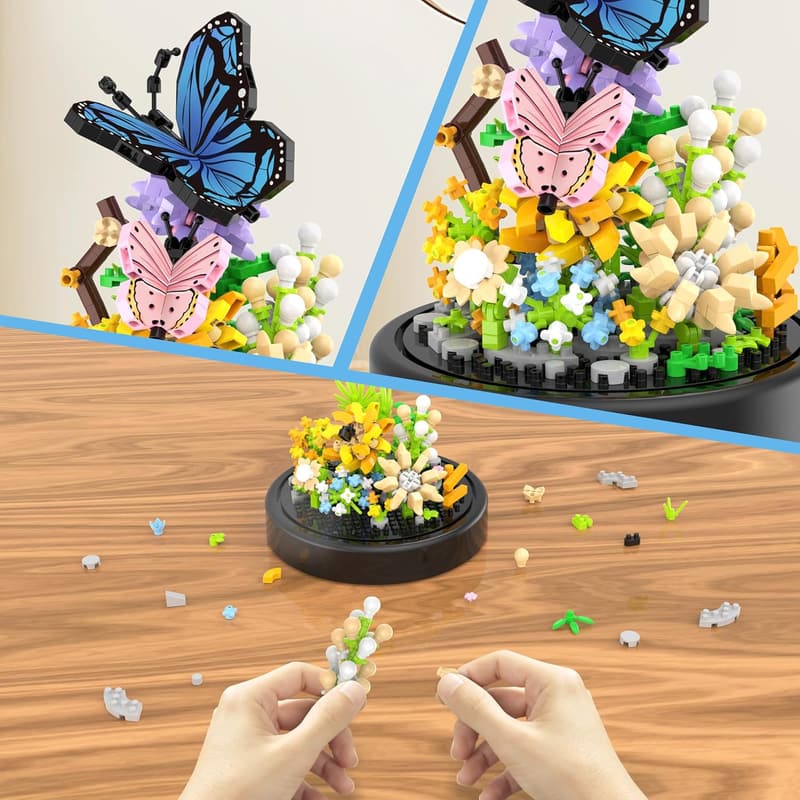Valentine's Day Butterfly Flower Building Kit, 530 Pcs