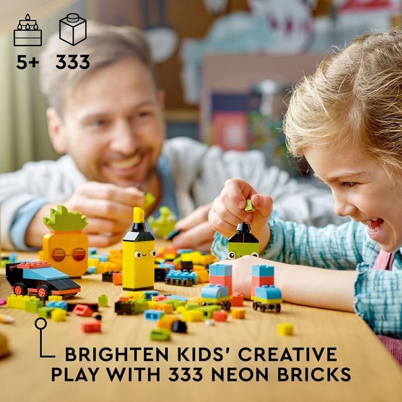 LEGO Classic Creative Neon Brick Box Set 11027 for Kids 5+