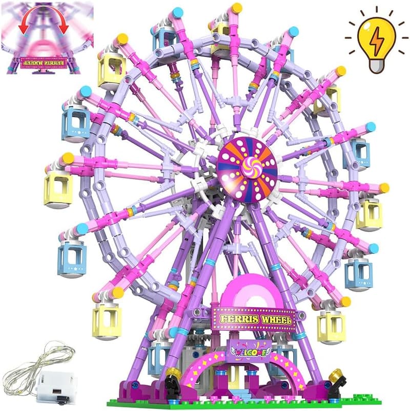 Ferris Wheel Building Blocks Set with Lights for Kids, 813pcs